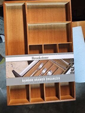 🪵 Brookstone Bamboo Drawer Organizer – 6 Compartments (New!)